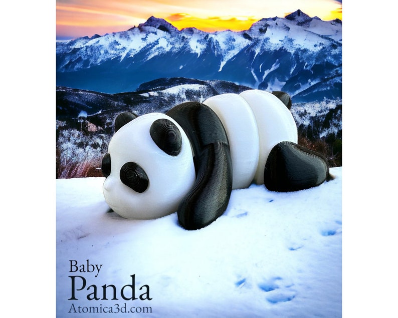 Cute Panda Articulated Toy, Articulated Baby Panda | Zou Animal | 3D Printed, 3D Printed Toys, 3D Model Desk Toy, Desktop Toy, Panda Gift