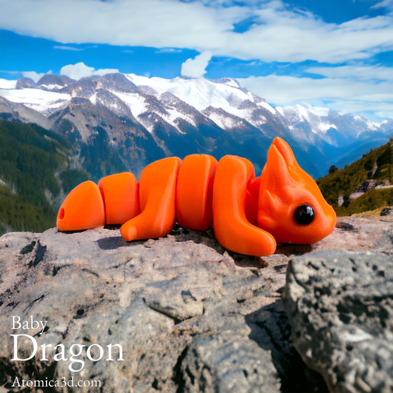 3D Printed Dragon, Articulated Baby Dragon | Zou Animal | 3D Printed, Articulated Dragon Toy, Flexible Dragon 3D Printed Toys Gift