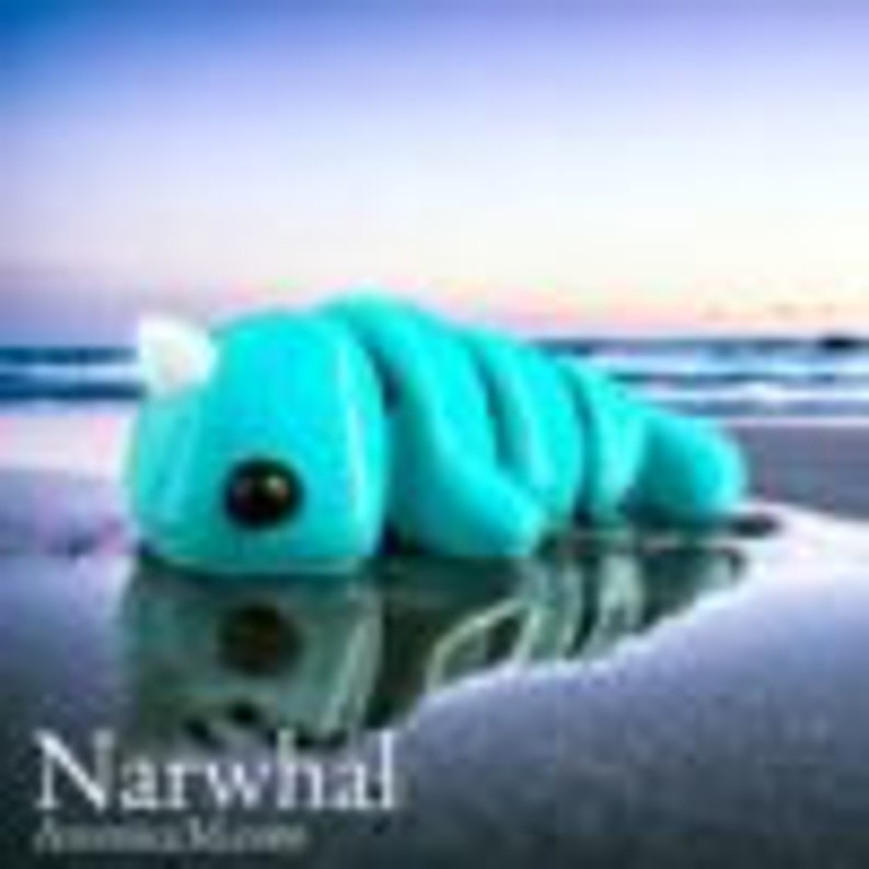 3D Narwhal Articulated Toy, Articulated Baby Narwhal | Zou Animal | 3D Printed, 3D Printed Toys, 3D Model Desk Toy, Aesthetic Desktop Toy
