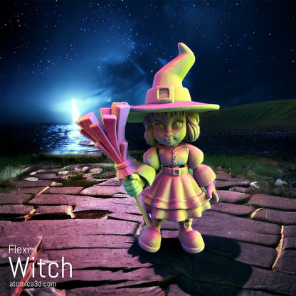 Halloween Witch Doll, Flexi Baby Witch | 3D Printed, Flexi Baby Witch, 3d Printed Witch Fidget, Spooky Desktop Toy, Christmas Witch Ornament