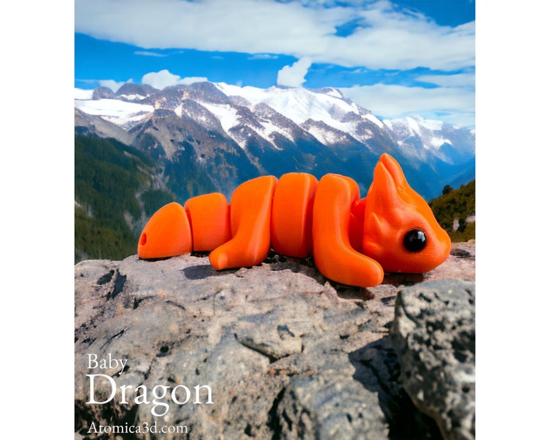 3D Printed Dragon, Articulated Baby Dragon | Zou Animal | 3D Printed, Articulated Dragon Toy, Flexible Dragon 3D Printed Toys Gift