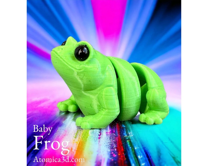 3D Printed Baby Frog, Articulated Baby Frog | Zou Animal | 3D Printed, Flexi Frog 3D Model, Trendy Desktop Toy for Kids, Frog Lover Gift