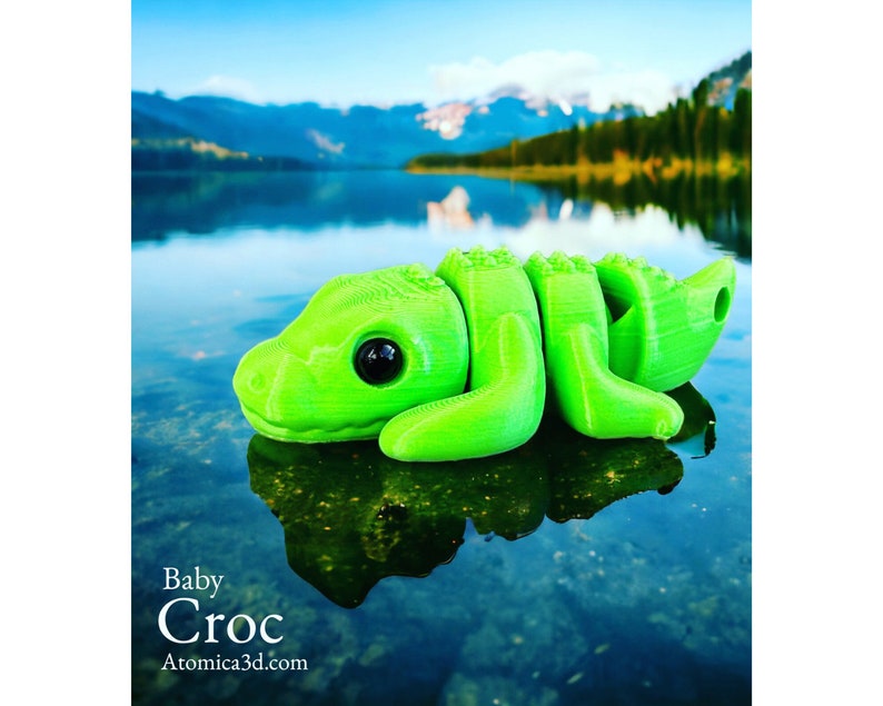 3D Printed Croc Articulated Toy, Articulated Baby Croc | Zou Animal | 3D Printed, 3d Alligator Toy, Flexi Crocodile Desktop Toy
