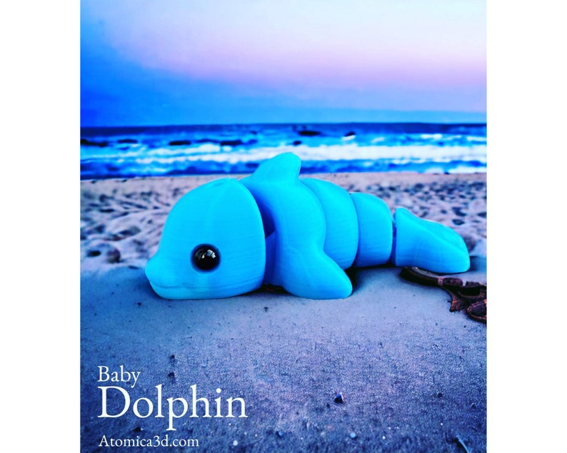 3d Dolphin Articulated Toy, Articulated Baby Dolphin | Zou Animal | 3D Printed, 3d Printed Toys, 3d Model Desk Toy, 3d Printed Gift