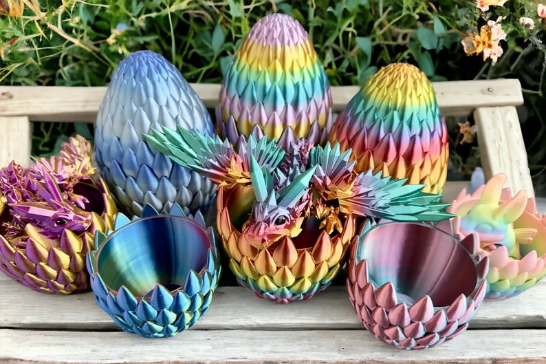 3d Printed Dragon Egg, Colorful Easter Egg Figurine Decor