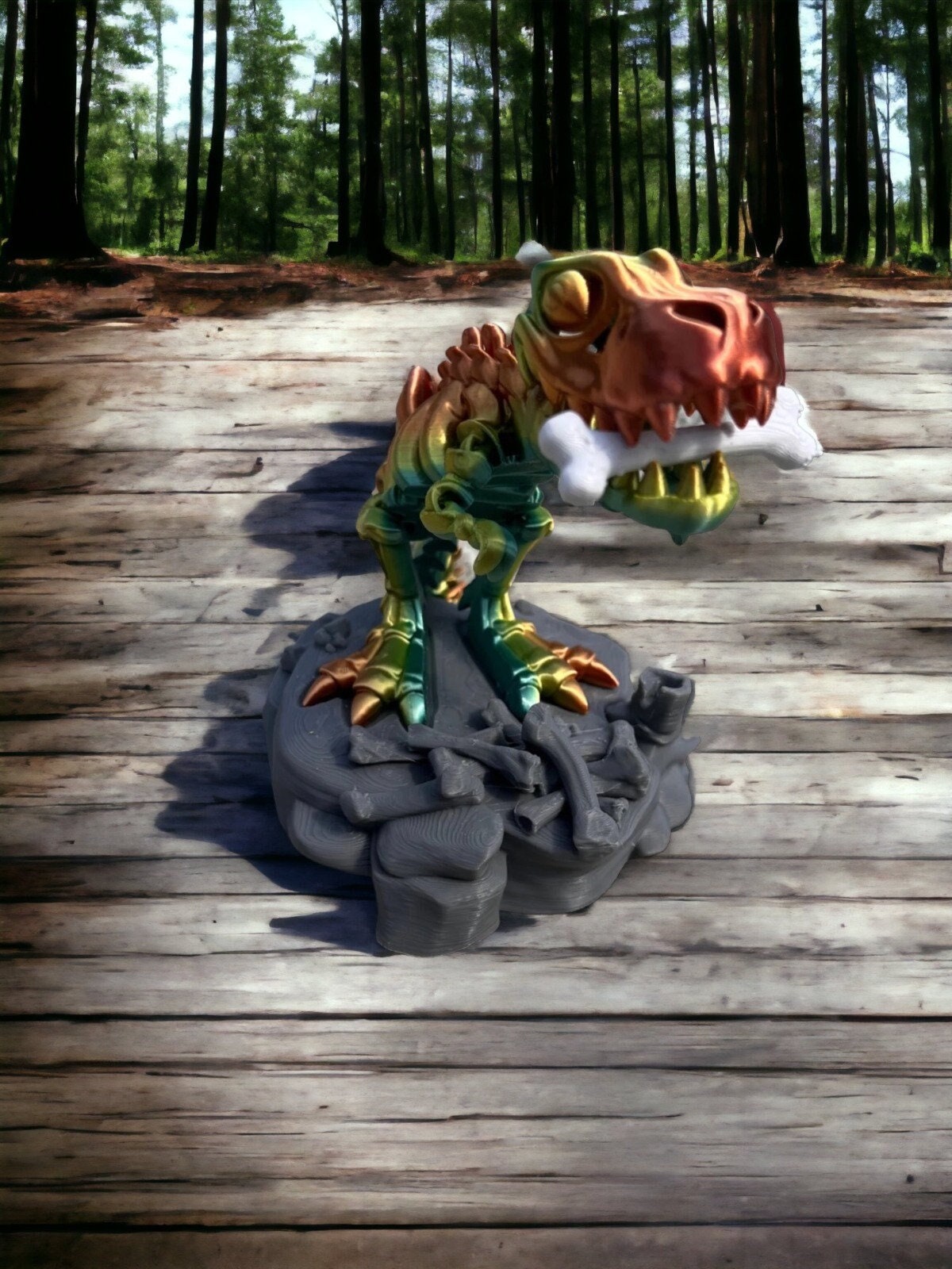 3d Printed Dinosaur, Dinosaur Toy, Articulated Dinosaur, Adorable Dinosaur, T-Rex Skeleton Desktop Toy, 3d Printed Gift