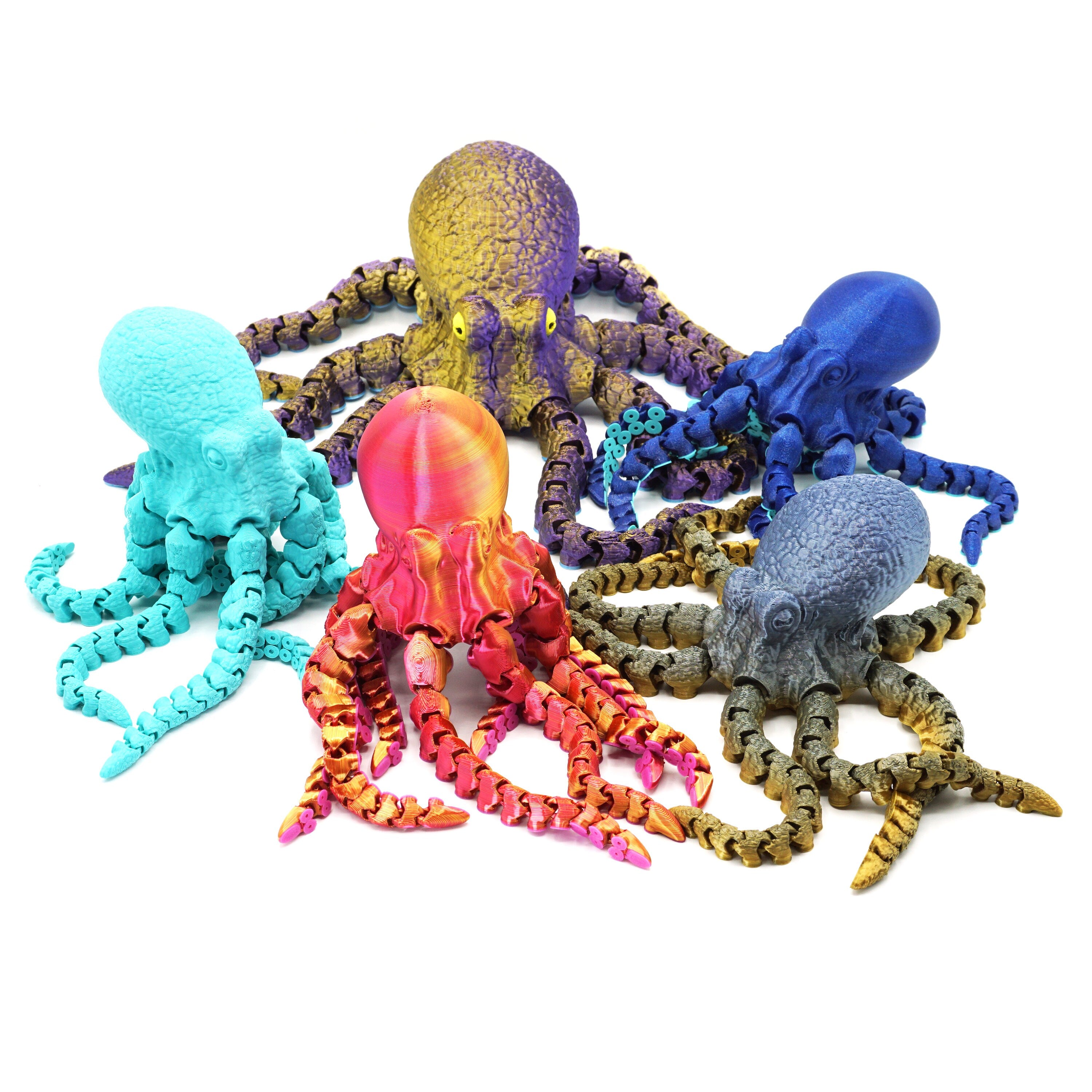 3d Printed Articulated Octopus, Under the Sea Animal Figurines, 3d Printed Fidget Toy, Handmade Octopus Toy, Anxiety Toy