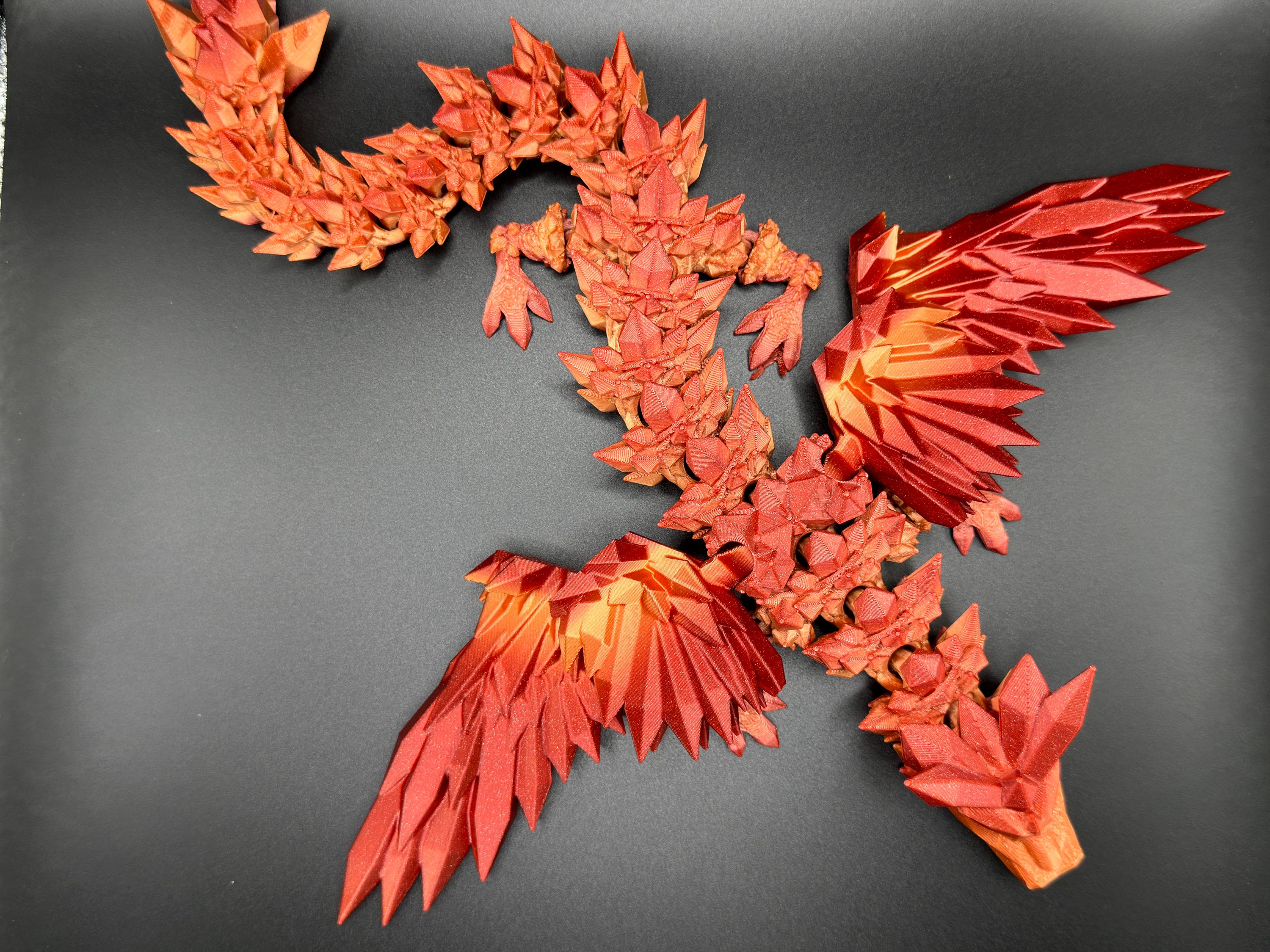 3D Printed Dragon, Crystalwing Dragon | Winged Crystal Dragon | Dragon Toy | Fully Articulated | 3D Printed, 3D Crystal Dragon Decor Fire