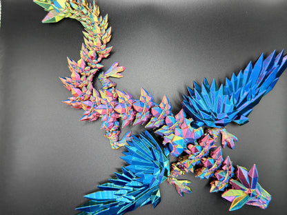 3D Printed Dragon, Crystalwing Dragon | Winged Crystal Dragon | Dragon Toy | Fully Articulated | 3D Printed, 3D Crystal Dragon Paua Pearl