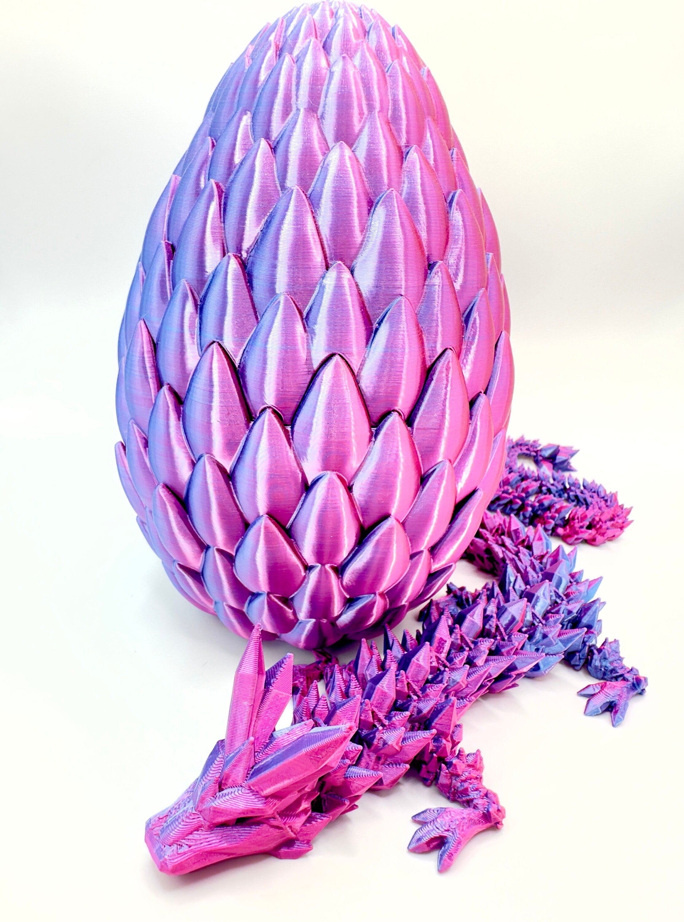 3D Printed Dragon, Dragon fidget, Dragon with Egg, Colorful Dragon, Fidget Toy, 3d Printed Kids Toy, Dragon Figurine Decor Purple Pink