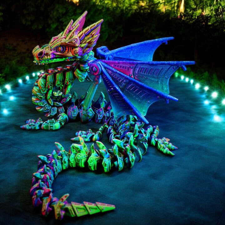3d Printed Dragon Articulated, Mech Dragon Large 24 Inch Fidget Toy, Decorative Desk Toy, Dragon Fidget Sensory Toy