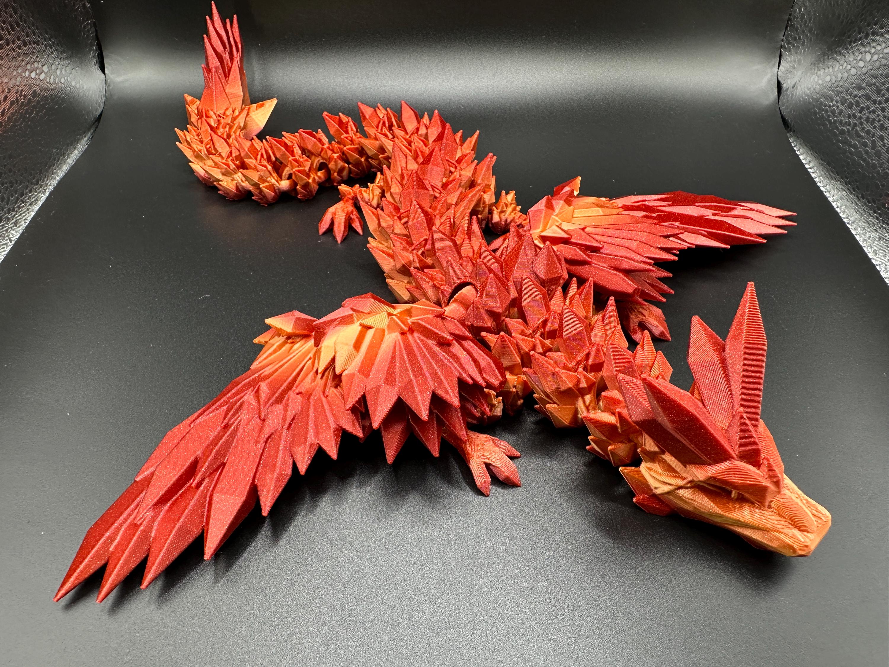 3D Printed Dragon, Crystalwing Dragon | Winged Crystal Dragon | Dragon Toy | Fully Articulated | 3D Printed, 3D Crystal Dragon Decor Fire
