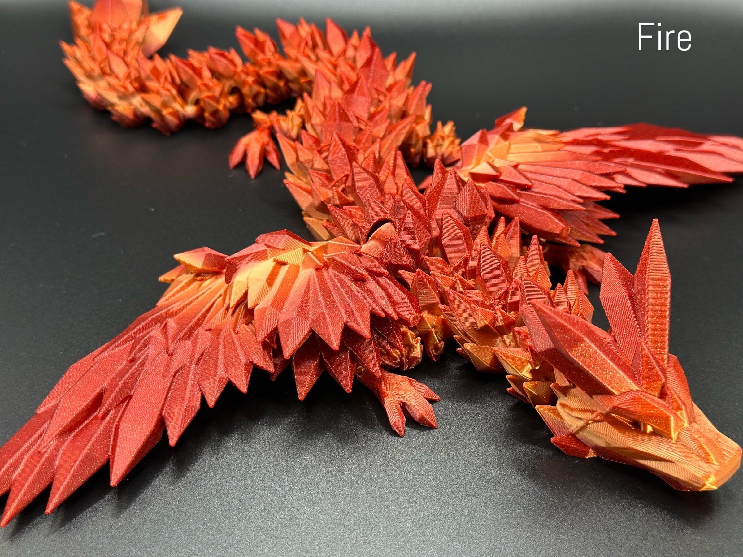 3D Printed Dragon, Crystalwing Dragon | Winged Crystal Dragon | Dragon Toy | Fully Articulated | 3D Printed, 3D Crystal Dragon Decor Ice